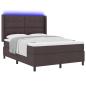 Preview: LED Boxspringbett mit Matratze Dunkelbraun 140 x 190 cm Stoff