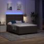 Preview: LED Boxspringbett mit Matratze Dunkelbraun 140 x 190 cm Stoff