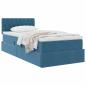 Preview: Aufbewahrungsbett mit Matratze Dunkelblau 90 x 190 cm Samt