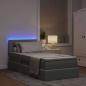 Preview: Bett mit Stauraum und LED mit LED Hellgrau 90 x 190 cm Samt
