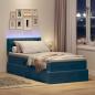 Preview: Bett mit Stauraum und LED mit LED Dunkelblau 90 x 190 cm Samt