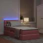 Preview: Bett mit Stauraum und LED mit Matratze Rosa 90 x 200 cm Samt