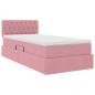 Preview: Bett mit Stauraum und LED mit Matratze Rosa 90 x 200 cm Samt