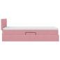 Preview: Bett mit Stauraum und LED mit Matratze Rosa 90 x 200 cm Samt