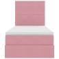 Preview: Bett mit Stauraum und LED mit Matratze Rosa 90 x 200 cm Samt
