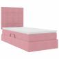 Preview: Bett mit Stauraum und LED mit Matratze Rosa 90 x 200 cm Samt