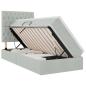 Preview: Bett mit Stauraum und LED mit LED Hellgrau 90 x 190 cm Samt