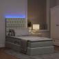 Preview: Bett mit Stauraum und LED mit LED Hellgrau 90 x 190 cm Samt