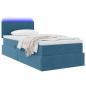 Preview: LED-Speicherbett mit Matratze Dunkelblau 100 x 200 cm Samt