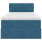 Preview: Bett mit Stauraum und LED mit LED Dunkelblau 100 x 200 cm Samt