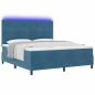 Preview: LED Boxspringbett mit Matratze Dunkelblau 180 x 200 cm Stoff