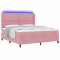Preview: Boxspringbett mit Matratze mit LED Rosa 180 x 200 cm Samt