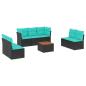 Preview: ARDEBO.de - 8-tlg. Garten-Sofagarnitur mit Kissen Schwarz Poly Rattan