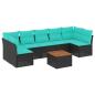 Preview: 8-tlg. Garten-Sofagarnitur mit Kissen Schwarz Poly Rattan