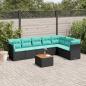 Preview: ARDEBO.de - 8-tlg. Garten-Sofagarnitur mit Kissen Schwarz Poly Rattan