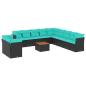 Preview: 12-tlg. Garten-Sofagarnitur mit Kissen Schwarz Poly Rattan