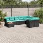 Preview: ARDEBO.de - 10-tlg. Garten-Sofagarnitur mit Kissen Schwarz Poly Rattan