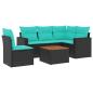 Preview: 6-tlg. Garten-Sofagarnitur mit Kissen Schwarz Poly Rattan