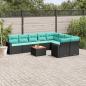 Preview: ARDEBO.de - 10-tlg. Garten-Sofagarnitur mit Kissen Schwarz Poly Rattan