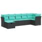 Preview: 7-tlg. Garten-Sofagarnitur mit Kissen Schwarz Poly Rattan