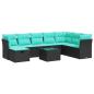 Preview: 9-tlg. Garten-Sofagarnitur mit Kissen Schwarz Poly Rattan