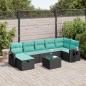 Preview: ARDEBO.de - 8-tlg. Garten-Sofagarnitur mit Kissen Schwarz Poly Rattan