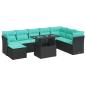 Preview: 9-tlg. Garten-Sofagarnitur mit Kissen Schwarz Poly Rattan