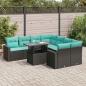Preview: ARDEBO.de - 9-tlg. Garten-Sofagarnitur mit Kissen Schwarz Poly Rattan