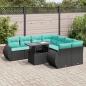 Preview: ARDEBO.de - 9-tlg. Garten-Sofagarnitur mit Kissen Schwarz Poly Rattan