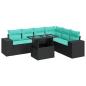 Preview: 7-tlg. Garten-Sofagarnitur mit Kissen Schwarz Poly Rattan