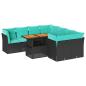 Preview: 9-tlg. Garten-Sofagarnitur mit Kissen Schwarz Poly Rattan