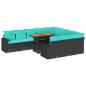 Preview: 11-tlg. Garten-Sofagarnitur mit Kissen Schwarz Poly Rattan