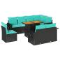 Preview: 9-tlg. Garten-Sofagarnitur mit Kissen Schwarz Poly Rattan