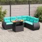 Preview: ARDEBO.de - 7-tlg. Garten-Sofagarnitur mit Kissen Schwarz Poly Rattan