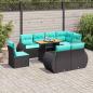Preview: ARDEBO.de - 9-tlg. Garten-Sofagarnitur mit Kissen Schwarz Poly Rattan
