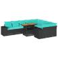 Preview: ARDEBO.de - 10-tlg. Garten-Sofagarnitur mit Kissen Schwarz Poly Rattan