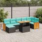 Preview: ARDEBO.de - 8-tlg. Garten-Sofagarnitur mit Kissen Grau Poly Rattan Akazie