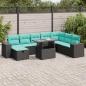 Preview: ARDEBO.de - 9-tlg. Garten-Sofagarnitur mit Kissen Grau Poly Rattan Akazie