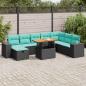 Preview: ARDEBO.de - 9-tlg. Garten-Sofagarnitur mit Kissen Schwarz Poly Rattan