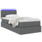 Preview: Bett mit Stauraum und LED mit LED Dunkelgrau 90 x 200 cm Stoff