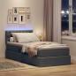 Preview: Bett mit Stauraum und LED mit LED Dunkelgrau 90 x 200 cm Stoff