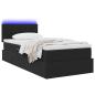 Preview: Bett mit Stauraum und LED mit Matratze Schwarz 90 x 200 cm Samt