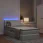 Preview: Bett mit Stauraum und LED mit LED Hellgrau 90 x 200 cm Samt
