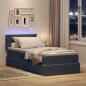 Preview: Bett mit Stauraum und LED mit LED Dunkelgrau 90 x 200 cm Samt