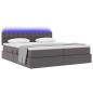 Preview: Bett mit Stauraum und LED Grau 180 x 200 cm Kunstleder