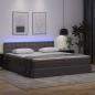 Preview: Bett mit Stauraum und LED Grau 180 x 200 cm Kunstleder