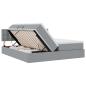 Preview: Bett mit LED-Lichtleisten Hellgrau 180 x 200 cm Stoff