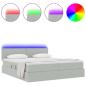 Preview: Bett mit LED-Lichtleisten Hellgrau 180 x 200 cm Samt