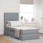 Preview: ARDEBO.de - Bett mit Stauraum und LED Hellgrau 90 x 200 cm Polyester