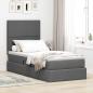 Preview: ARDEBO.de - LED-Speicherbett mit Matratze Dunkelgrau 90 x 200 cm Stoff